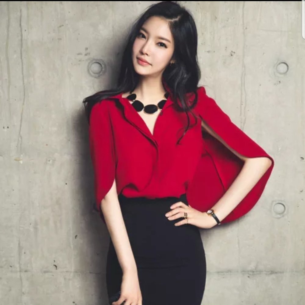 Stylish red women cape shirt